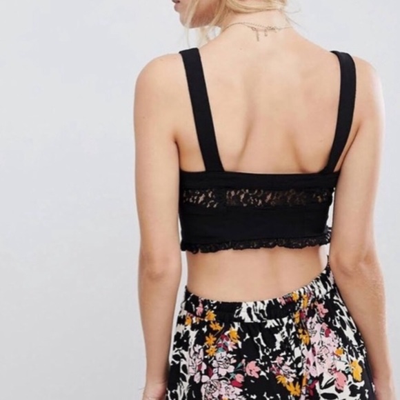 Free People Here I Go Black Lace Ruffle Bralette - Picture 8 of 8